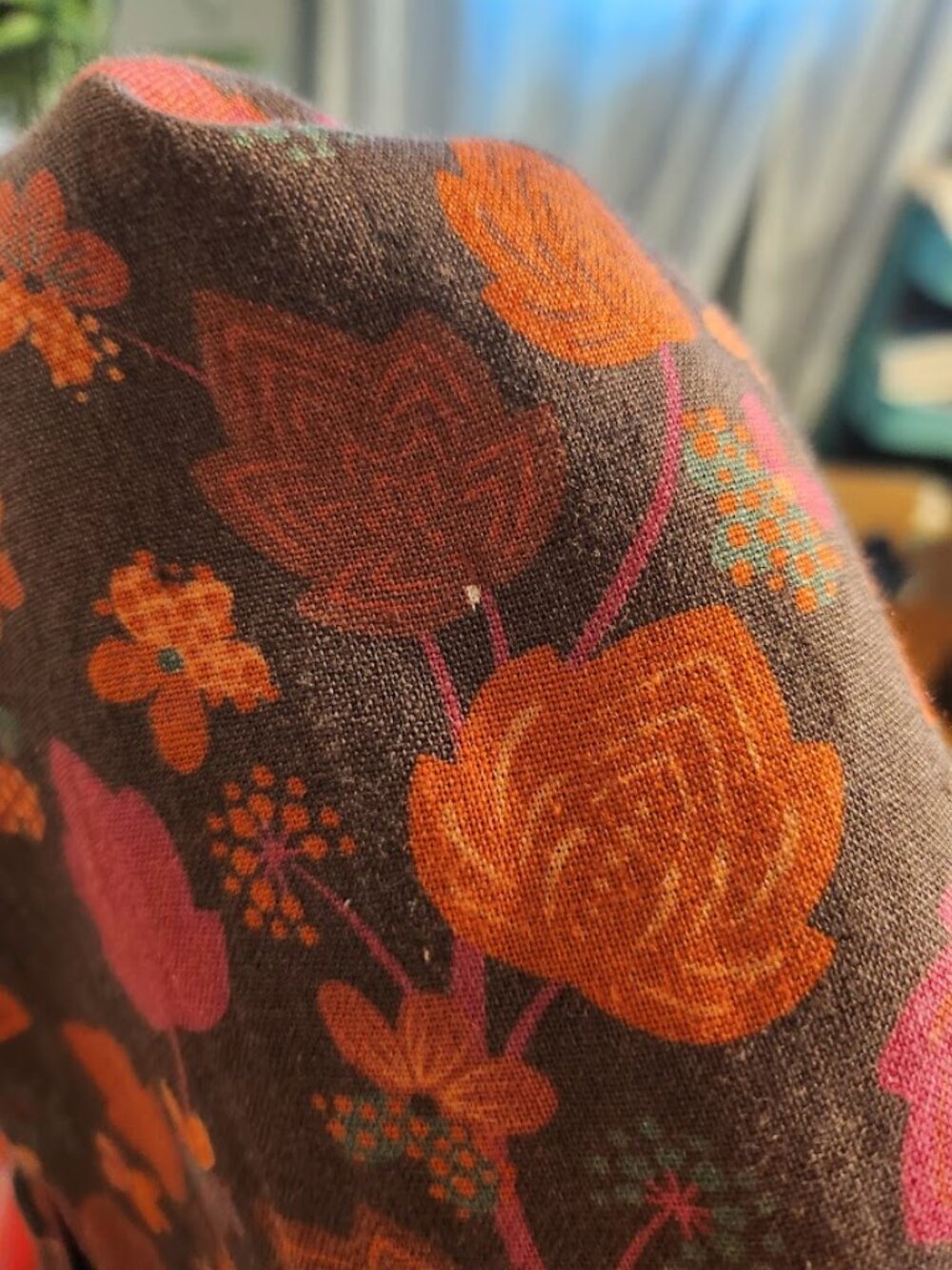 Gudrun Sjogren Linnea Dress 100% hemp Size M Red and Orange Floral Pattern - Picture 12 of 13